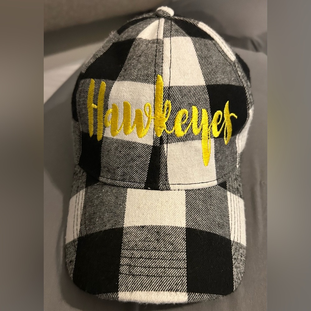 Iowa Hawkeyes Black and White Plaid baseball Cap